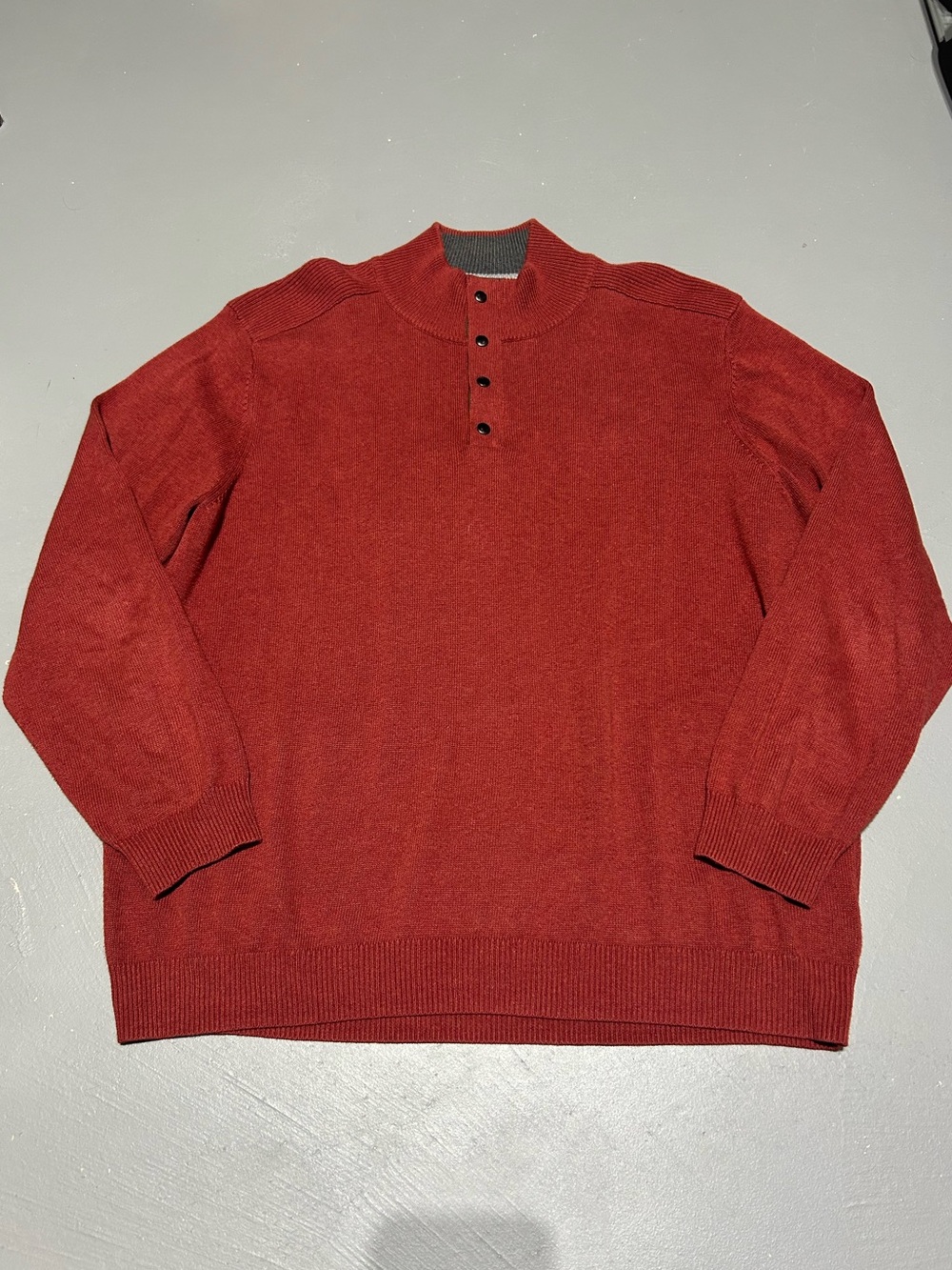 Tasso Elba Red Quarter Zip / Snap Knit Sweater (Men’s Size XL)